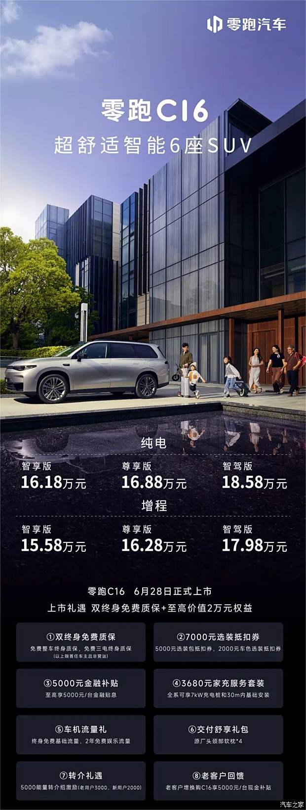 零跑C16 580长续航版上市 售17.28万元起